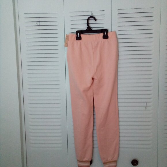 NWT MADDEN GIRL L/12 LIGHT PINK SWEAT PANTS POCKETS STRIPED RIBBED CUFFED HEMS - Picture 2 of 7